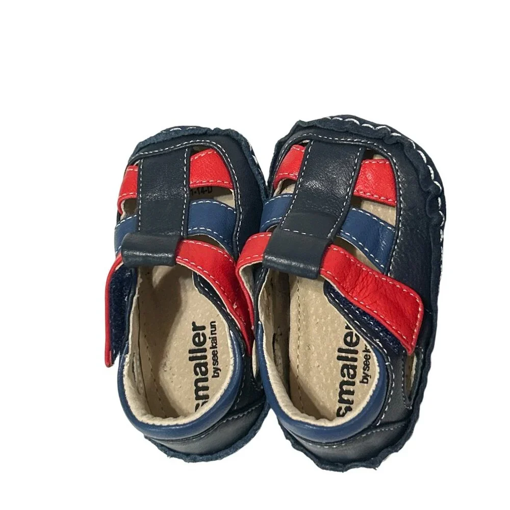 Smaller By See Kai Run Leather Baby Shoes 0-6 Months Navy Black Red Soft Sole
